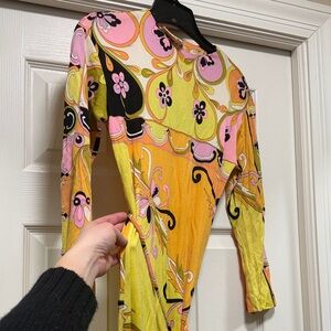 Emilio Pucci Pink and Yellow Patterned Dress